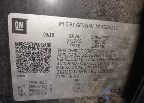 2019 Chevrolet Colorado Z71 z USA, uszkodzony, nr VIN 1GCGTDEN1K1129508